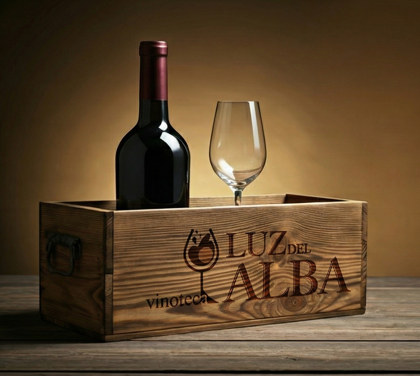 Botella de vino y copa